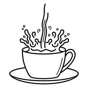 Tea pouring into a cup illustration