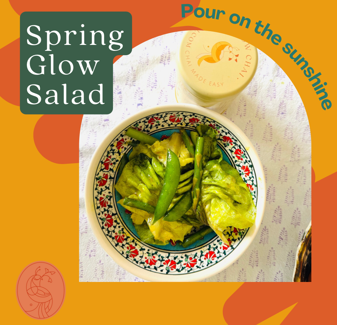 Glow Chai Salad next to Glow Chai Tin